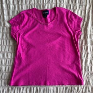 Las Olas Bright Pink Rhinestone Neckline Short Sleeve (M)
